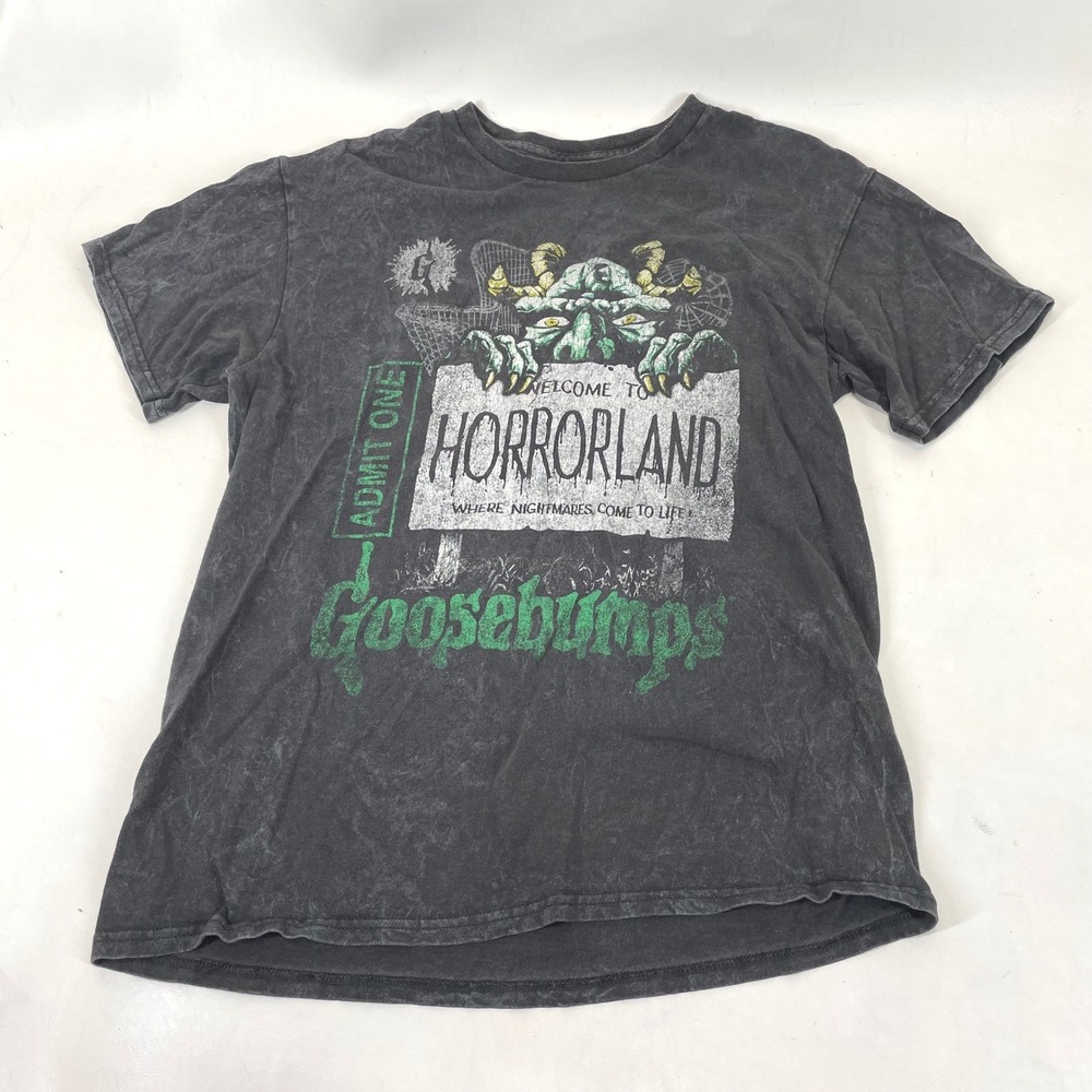 Goosebumps Horrorland Graphic T-Shirt Changes Black Mineral Wash Mens Medium